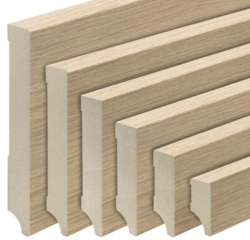 REESE | Sockelleisten | MDF Holz-Optik Eiche foliert | Weimarer Profil (gerade) - (60mm - 5 Stück / 11,5lfm)