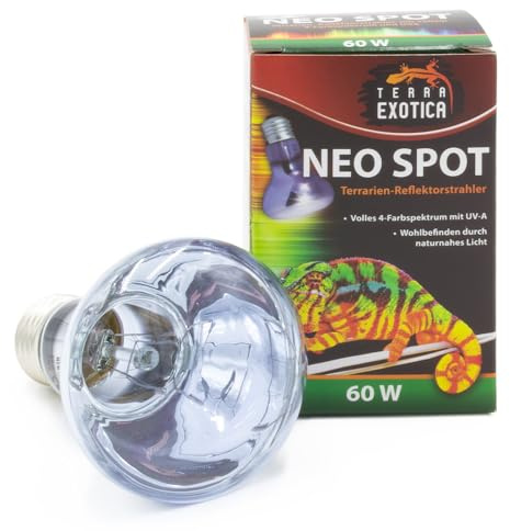Terra Exotica Neo Spot - Terrarien-Reflektorstrahler mit UV-Strahlung für Terrarienbewohner - Wärme- und Lichtquelle für Ihr Terrarium 25W, 40W, 60W, 75W, 100W und 150 Watt (3, 60 W)