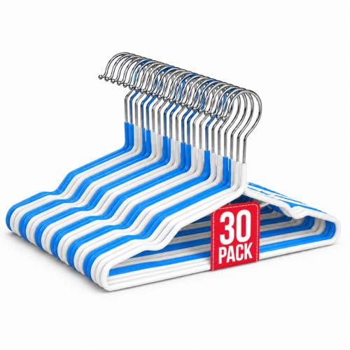 Percha de Plástico Infantil Azul y Blanca 25 cm Pack 30 COM-FORT HOUSE