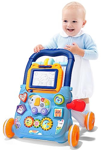 Aolso Primi Passi per Bambini con Lavagna Magnetica, Girello per Imparare a Camminare, Giocattolo 6+ Mesi