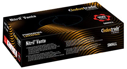 Industrade by Meditrade NITRIL StellarGrip Black Nitrile Industrial Gloves - Diamond Texture for Enhanced Grip - Powder & Latex Free Disposable Gloves - 6.5g Thickness - Small - 100pcs