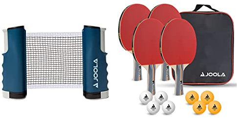 JOOLA ausziehbares tragbares Tischtennisnetz Connect, Set (verstellbare Länge) – Spielen Sie Tischtennis überall, blau, M & Unisex – Erwachsene Tisch Tennis-Set-54825 Tennis-Set, mehrfarbik, One Size