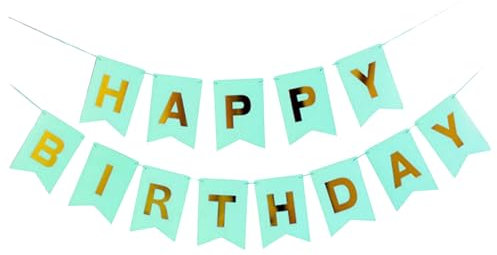 Wimpelkette Happy Birthday, Pastellfarben, hängende Buchstaben, Party-Dekoration, Girlande mit goldenen Buchstaben (Minzgrün)