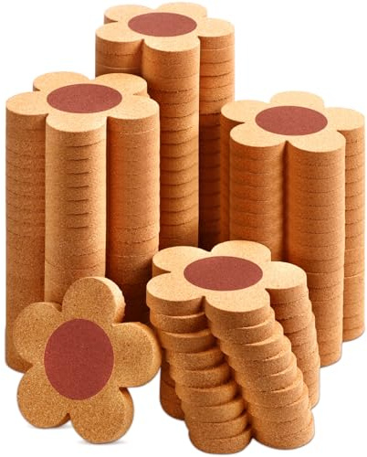 Foaincore 48 Pcs Thick Flower Cork Coasters for Drinks 4 Inch Absorbent Reusable Farmhouse Rustic Wood Drink Coasters for Coffee Wine Mug Desk Glass Table Aesthetic Cute Apartment Decoration
