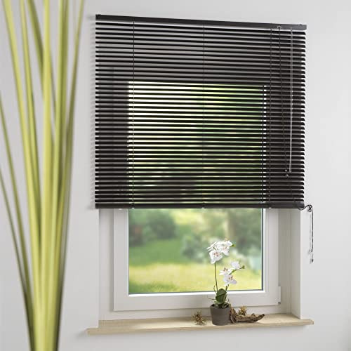 Aluminium-Jalousie, Wand -und Deckenmontage, Breite: 90 cm/Länge: 160 cm, Farbe: Dunkelbraun