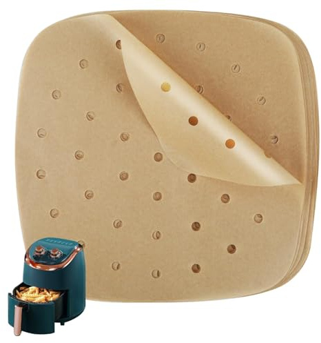 250 Stück Luftfritierpapier,22cm,Perforiert, Backpapier für Heißluftfritteuse,Heißluftfritteuse Backpapier,Antihaftbeschichtet & Flüssigkeitsresistent, Kompatibel mit Cosori,Cecotec & Anderen Marken