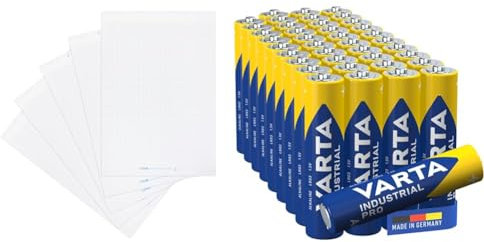 Landré Flipchart Papier & VARTA Batterien AAA, 40 Stück, Industrial Pro, Alkaline Batterie, 1,5V, Vorratspack in umweltschonender Verpackung, Made in Germany [Exklusiv bei Amazon]