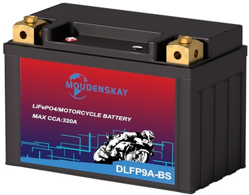 MOUDENSKAY Litiumbatteri på 12 V för motorcykel, Powersports med BMS, 12.8 V 4 Ah, 320-460CCA- YTX9A-BS LiFePO4, startbatteri för motorcyklar, ATV, UTV, skoter, snöskoter och mer