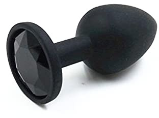 BONDAGERIE® Butt Plug Anal silicone medico 100% Sicuro, gioiello nero, sacchetto incluso, Taglia Taglia: S