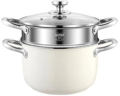 Olla multiusos y olla de vapor, cacerola de acero inoxidable con cesta de vapor, olla con tapa de vidrio, vaporera de metal, for verduras, guisos, pasta, salsa, alimentos (Size : 24cm)