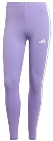 Adidas Mujer Essentials 3-Stripes Cotton Leggings, Violet Fusion/White, XS