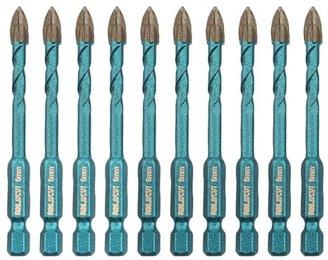 Wood Plastic Masonry Drill Bits - MINLAYCUT 10pcs 1/4Inch (6mm) Carbide Drill Bits Tip Quick Change Hex Shank for Wood,Plastic,Masonry,Ceramic Tile,Concrete,Marble