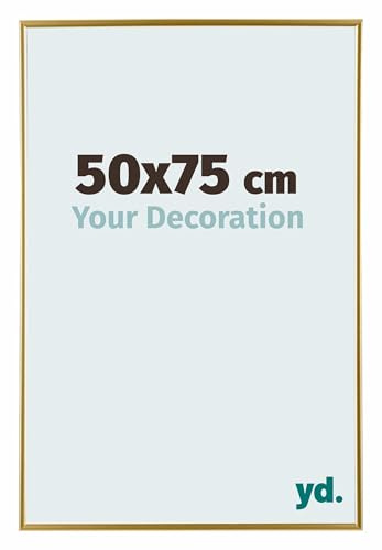 Your Decoration - Bilderrahmen 50x75 cm - Gold - Bilderrahmen aus Kunststoff mit Acrylglas - Antireflex - 50x75 Rahmen - Evry