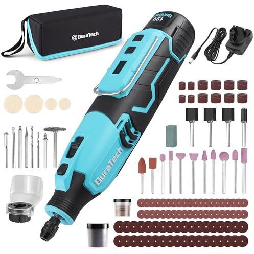 DURATECH Cordless Rotary Tool, 12V Rechargeable Rotary Tool with 118pcs Accessories, 7 Variable Speed 35000RPM, Power Rotary Multi Tool Kit for Sanding, Polishing, Carving, Drilling and DIY Crafts