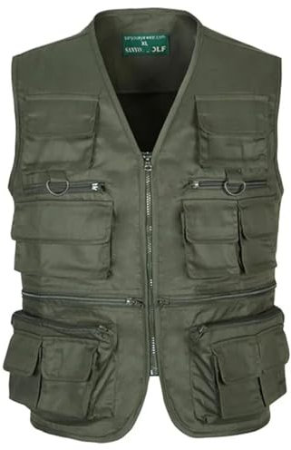 Große Herren-Schießweste, mehrere Taschen, für Fotografen, Reporter, Arbeit, Cargo-Weste, Armee EN8, XL