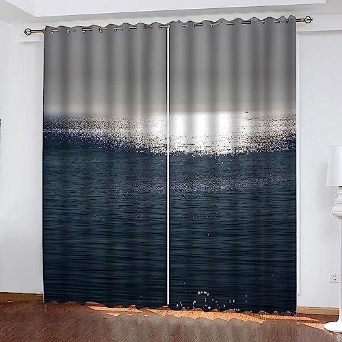 Kinder Verdunkelungsvorhänge Funkelnde Meereslandschaft 3D Polyester Ösen Vorhang, Für Wohnzimmer Schlafzimmer Blickdicht Schallschutzvorhänge 2Er Set 2X -Esszimmervorhang -2K0N7C2A4I7