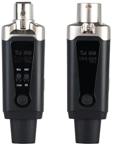 Yinker XLR Mikrofon Wireless Sender Empfänger 1 zu 1 UHF Kabelloses Mikrofon für Dynamisches Mikrofon Kondensatormikrofon 50m für Gesang/öffentliches Reden