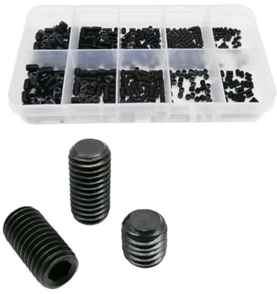 500/1500 M2 M2,5 M3 M4 M5 M6 M8 DIN913 304 Edelstahl, schwarzer Innensechskant, Flache Spitze, Madenschrauben-Set, Box, schwarzer Stahl, 500 Stück