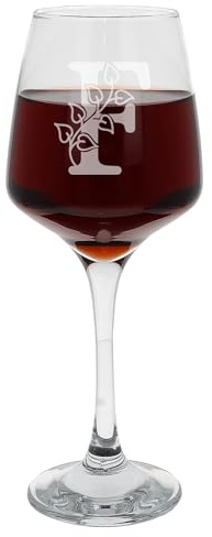 Verre à vin avec monogramme personnalisé avec initiale gravée avec nom gravé - Cadeau d'anniversaire pour elle ou lui - 400 ml