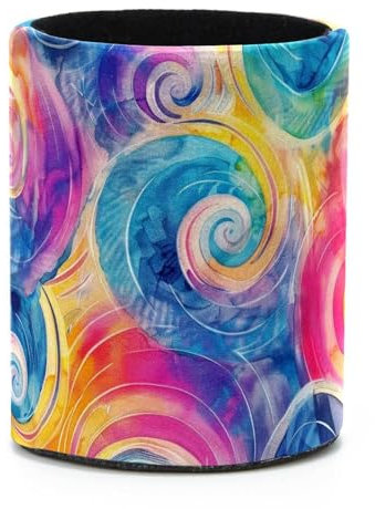 Mysterious Abstract Watercolor Swirl Print Standing Pencil Case, Cute Round Pen Holder Pouch Pencil Bag Makeup Brush Boxes for School Students Office Women Teens Girls Boys