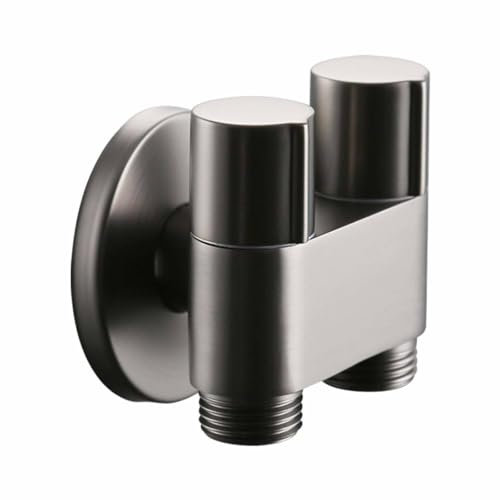 SHUGUANG Valvola Ad Angolo Grigio Pistola Rubinetto Sottolavabo Ottone Rubinetto Lavatrice Uno Dentro, Due Fuori Moderno Rubinetto per Lavatrice Mini A Muro Adatto per Scaldabagni, WC, Lavatrici
