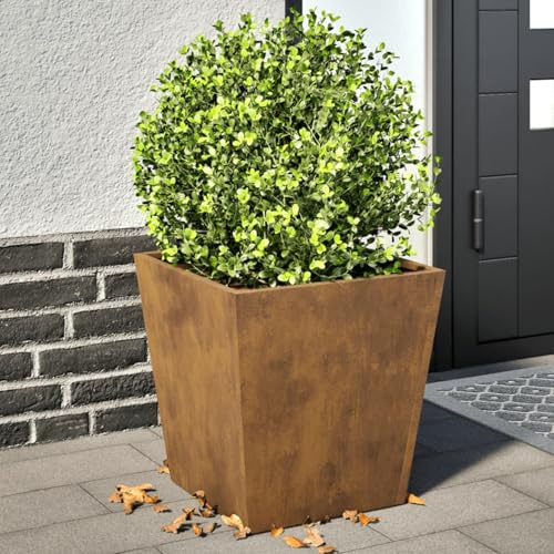Homgoday Jardinières 2 pièce 40x40x40 cm Acier corten, Lit Surélevé de Jardin pour Cultiver Fleurs Plantes, Bac de Plantation pour Terrasse Balcon Extérieur