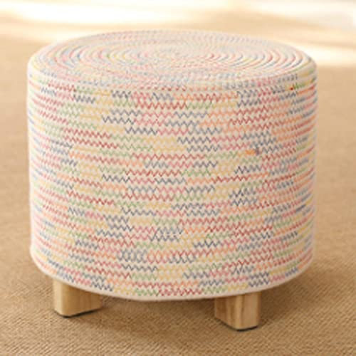 Runder Ottoman-Fußhocker aus Baumwollfaden, für Schlafzimmer und Wohnzimmer, Bonbonfarben, 40 x 31 cm
