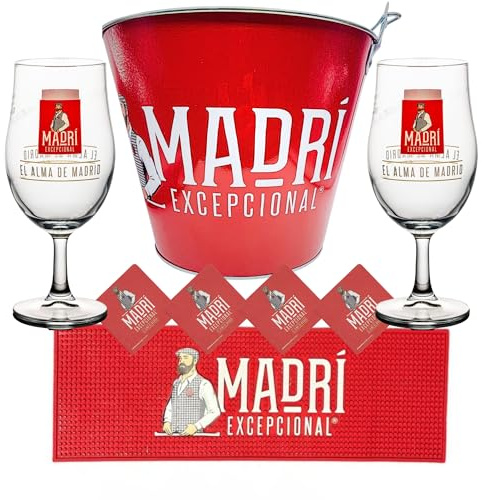 Lot de 2 verres à bière Madri - Seau à glace - Tapis de bar - Roxley