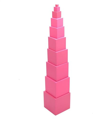 Rosa Turm Röhre - Rosa Turm Stapelblöcke, Rosa Holz Lernblock | Würfelturm Spielzeug Früh Lernen Spielzeug Früh Lernen Lernspielzeug für frühe Kindergarten