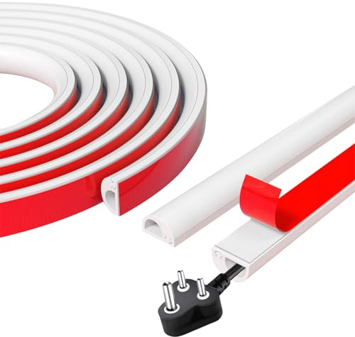 Penbinmall Flexibler Kabelkanal, kabelkanal weiß selbstklebend,Halbrunde Kabelabdeckung, Minikabelkanäle, Flexible Kabelschacht Weiß,Kabel verstecken für Drähte an Wand Boden Decken Fliesen,3M