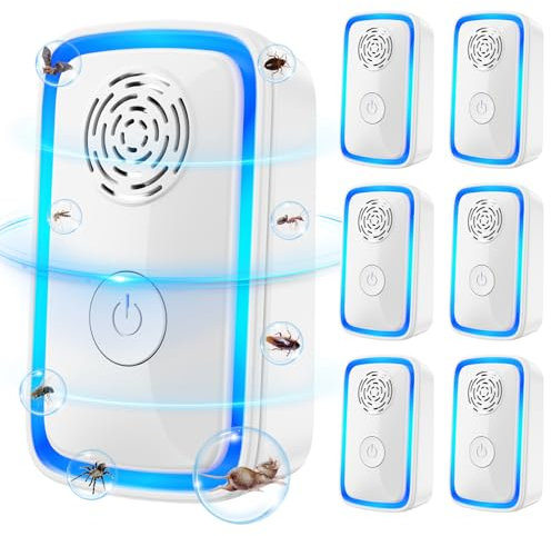 PKBD 6 PCs Ultrasonic Pest Repeller with Night Light, 4 Modes Indoor Mouse Repellet Plug In Pest Control for Insects, Mice, Mosquitoes, Spiders, Cockroaches, Human & Pet Safe, White