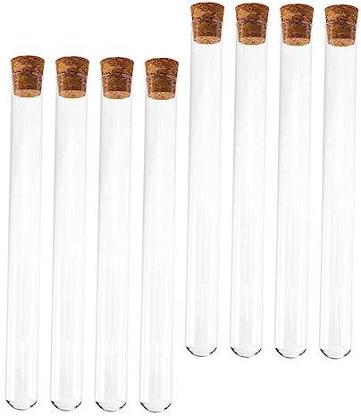 FELTECHELECTR 8pcs Glass Test Tubes Round Bottom Cork Stoppers for Liquid Storage for Science Experiments and Classroom Use