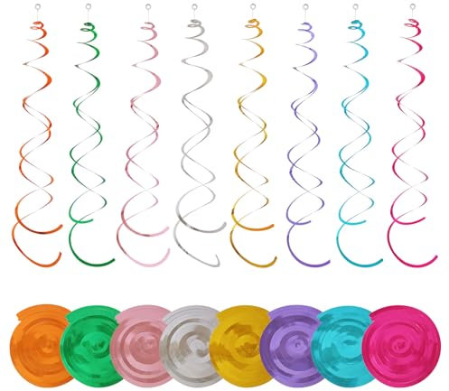 48 espirales colgantes, serpentinas, espirales de láminas, colgadores de techo, serpentinas coloridas, serpentinas para cumpleaños, bodas, Navidad, carnaval