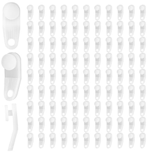 HJZHII 100PCS Plastic Curtain Track Gliders, White Curtain Glider Replacement Spare Curtains Track Gliders Curtains Rail Tracks Hooks Slider Roller Hook for Window Door Shower