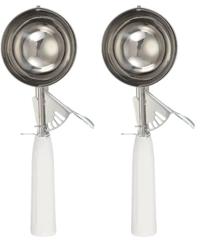 sourcing map 2 Pcs Cookie Scoops, Ice Cream Scoop with Trigger for Baking Cookie Dough Rice Pudding Kitchen Gadget, White