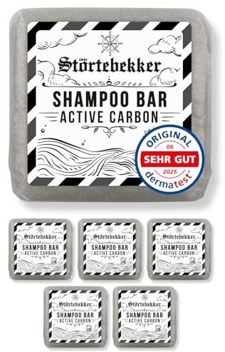 NEU: Störtebekker® Premium Shampoo Bar Active Carbon (6x) | Festes Shampoo Herren & Damen mit Aktivkohle | 3in1 Duschseife Männer | Intensivpflege für Haare & Kopfhaut - vegan, handgefertigt (6x100g)