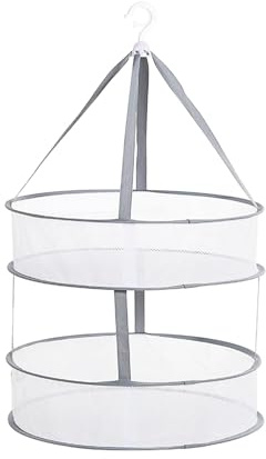 MUNTE Pieghevole Rete per Asciugatura, Ruotabile a 360° Rete di Essiccazione per Erbe, Doppio Strato Antivento Cesto Appendiabiti, Diametro 45 cm, per Biancheria Intima o Calzini, Erbe, Semi