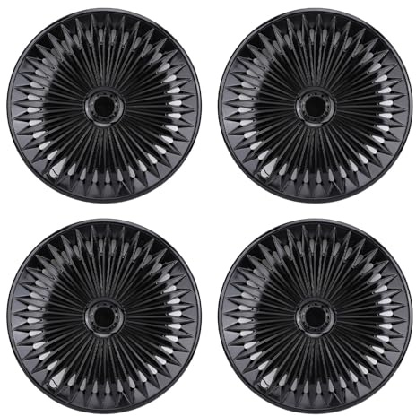 Ausla R17 Radkappen Radzierblenden, Satz von 4 Stylischen ABS Felgenabdeckungen 17 Zoll Radkappen-Set Universelle Passform für Auto LKW SUV (Black)