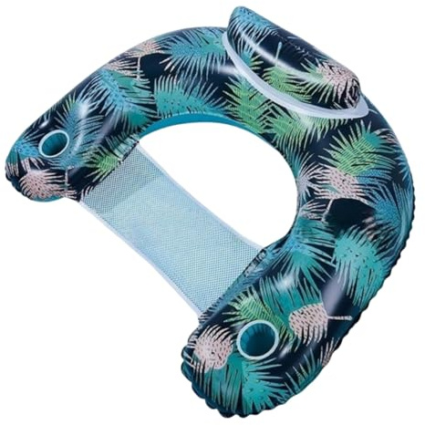 Aufblasbare Poolstühle für Erwachsene, Luftmatratze Poolsessel Hängematte mit Getränkehaltern, Schwimmender Poolsitz Sonnenstuhl für Schwimmparty, Sommer-Wasserfreude