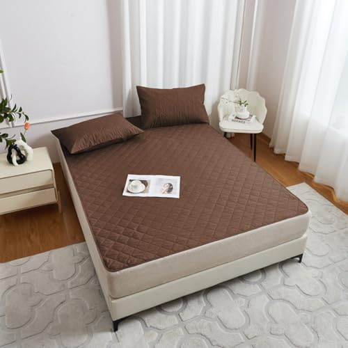 Hearda Alèses Lit Lavable Absorbantes pour Incontinence, Protège Matelas Imperméable Adultes et Enfants Alèses Incontinence Respirantes avec 4 Coins Elastiques (Marron,180x200cm)