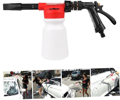 AKOOSY Portable Car Wash Foam Gun 900ml Red – Multifunctional Shampoo Sprayer for Motorcycle Van Vehicle Exterior Cleaning