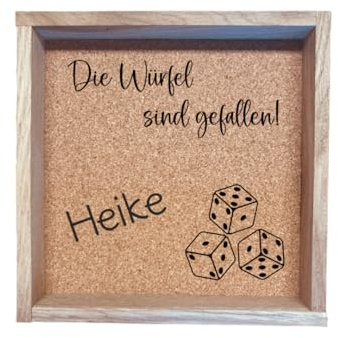 Würfelbrett mit Spruch und Name | Personalisierte Würfelunterlage | Würfelfeld aus Holz mit Gravur (Die Würfel sind gefallen)