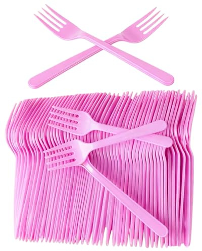 BNREOZA 100 pezzi di forchette per posate riutilizzabili, posate riutilizzabili per feste, picnic, posate di compleanno