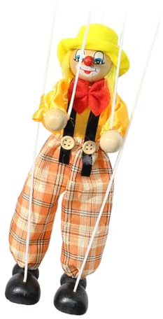 Zambuph Pull String Puppet Holz Joint Hand Marionette Spielzeug Eltern Kind Hands on Übung Clown Handwerk Spielzeug Haushalt, Gelb