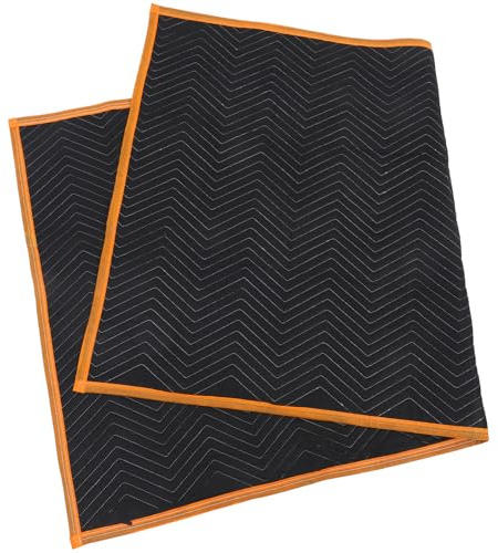 TOVINANNA Heavy Duty Quilted Moving Blanket Thick Packing Furniture Protection Cover Multipurpose Insulation Black Orange Edge for Shipping and Transit