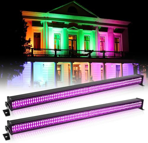 U`King 120W 336 LED Bar Wallwasher,RGBW Lichteffekte Bühnenlicht Strahler,Discolicht Partylicht dmx Controller Strobe Beleuchtung für DJ Party Outdoor, Wall Wash Partylicht 2 Stück