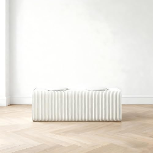 Vikbar dragspelspall med kudde bärbar ottoman platsbesparande design 8–20 cm tjocklek för vardagsrum sovrum kontor – 2 säten vit