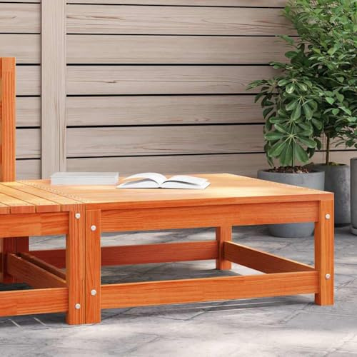 Owoxanthellate Gartenhocker Wachsbraun 70x70x30 cm Massivholz Kiefer Latten-Design Modular Outdoor Ottomane Robust & Langlebig für Balkon Terrasse Wintergarten Sofaelemente