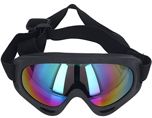 Hundsolglasögon UV-skydd Vindtät ögonskydd Färgglad lins Stora hundglasögon Glasögon för promenader Simning Ridning Motorcykel PC PVC Justerbara remmar (3004 svart ram färgfilm)