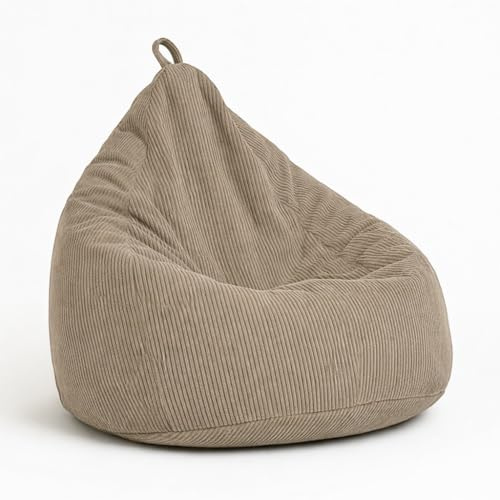 chilly pilley Sitzsack aus Cord mit EPS-Füllung - Sitzkissen - Bequem Bean Bag (Beige, 65x85)